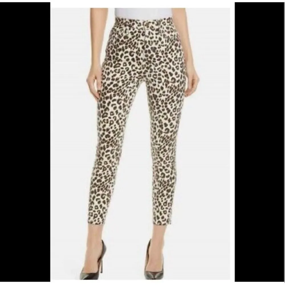 FRAME | ali high rise cigarette jeans beige leopard print 30